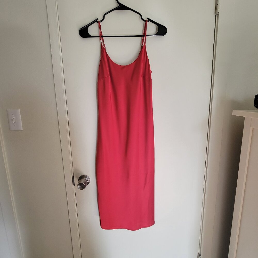 Red Atlas Slip Midi Dress